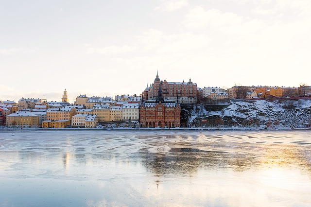 Stockholm In Winter From The Water